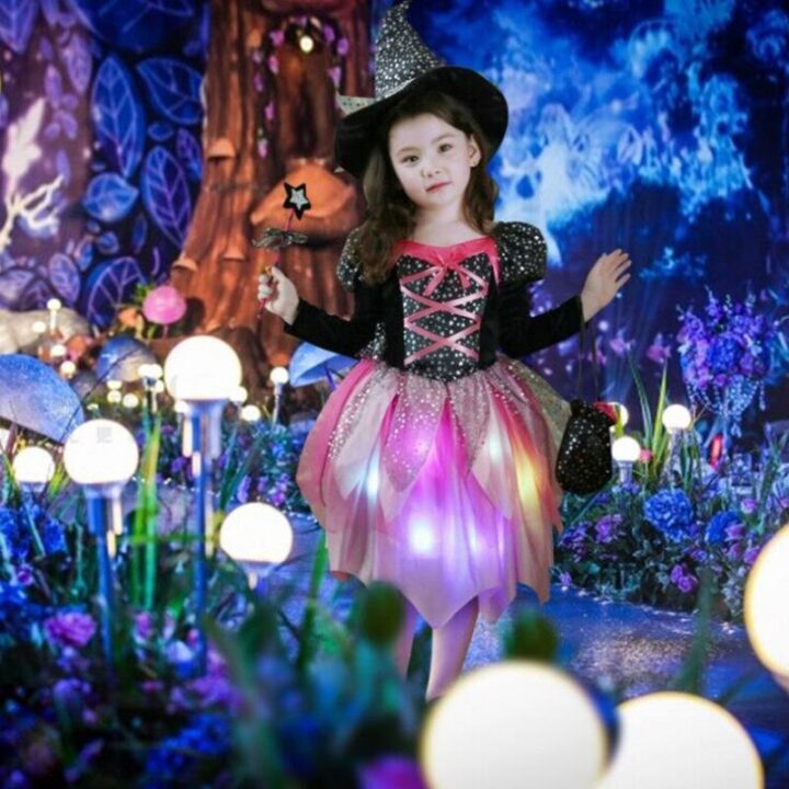 Girl LED Glow Light Witch Costume- Glowing Carnival Dress 4