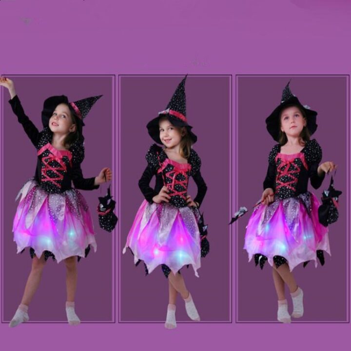 Girl LED Glow Light Witch Costume- Glowing Carnival Dress 1