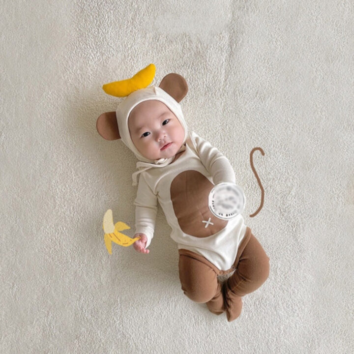 Baby Onesie Little Monkey Top Banana Romper 3
