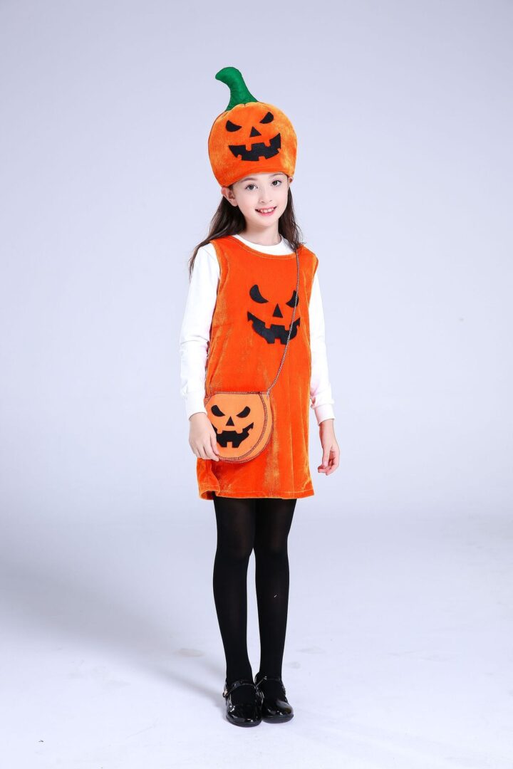 Cute Girls Pumpkin Costume 3