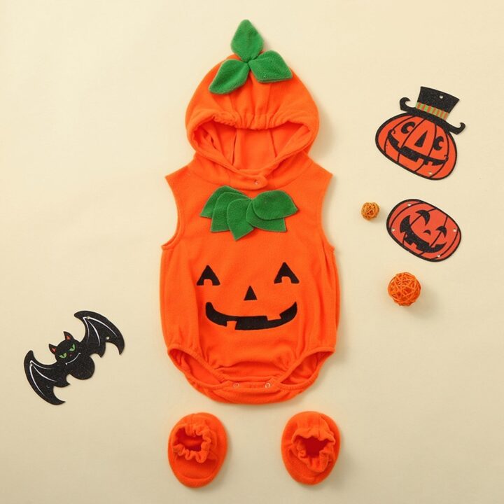 Kinder's Halloween Pumpkin Cosplay Jumpsuit 3