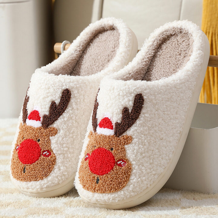 Cozy Christmas Elk Home Slippers 3