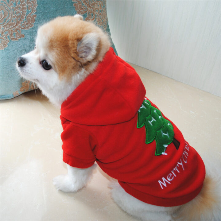 Fluffy Hooded Christmas Puppy Jacket 1