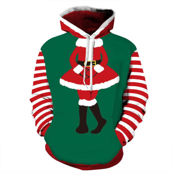 3D Santa Design Hooded Pullover 1