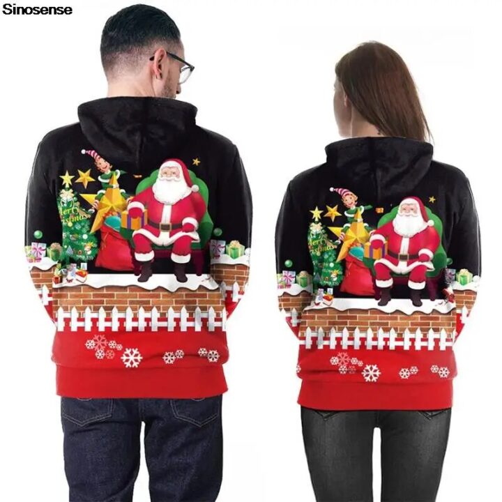 3D Santa Elf Noel Hoodie Sweatshirt 2