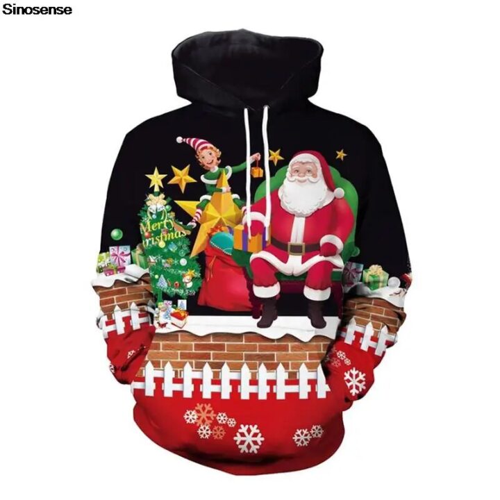 3D Santa Elf Noel Hoodie Sweatshirt 3