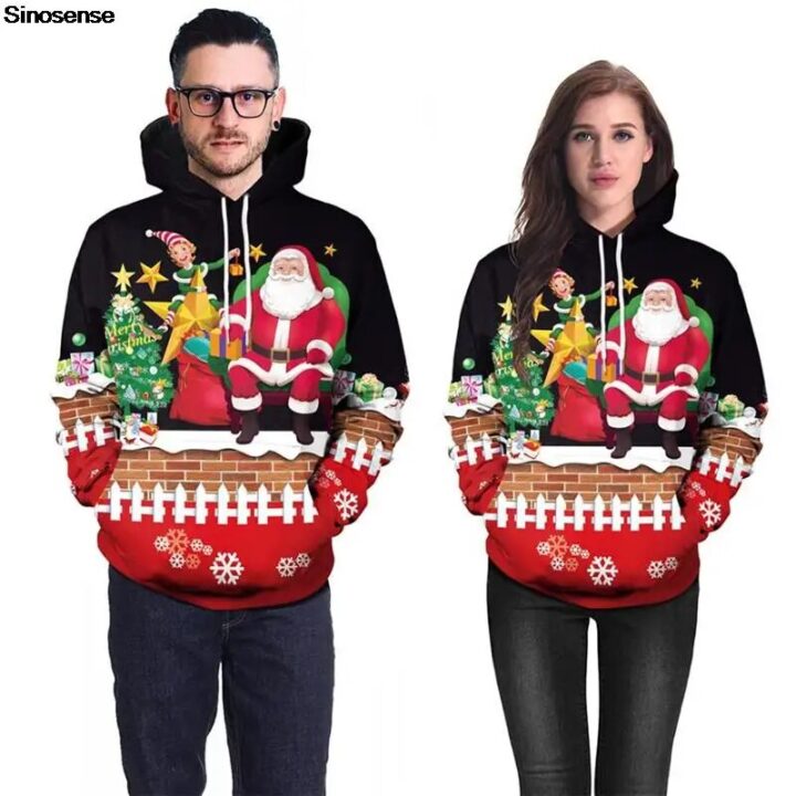 3D Santa Elf Noel Hoodie Sweatshirt 1