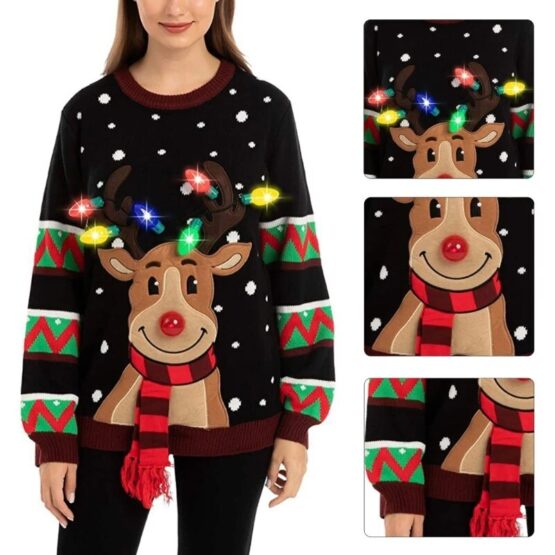Reindeer Cartoon print Light-Up Sweater 10