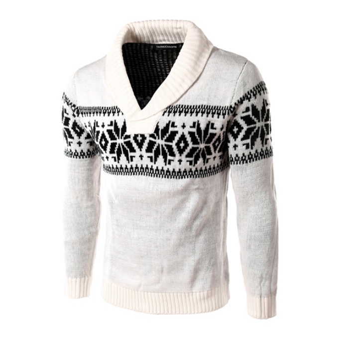 Snowflake Digital Print Sweater for Men 2