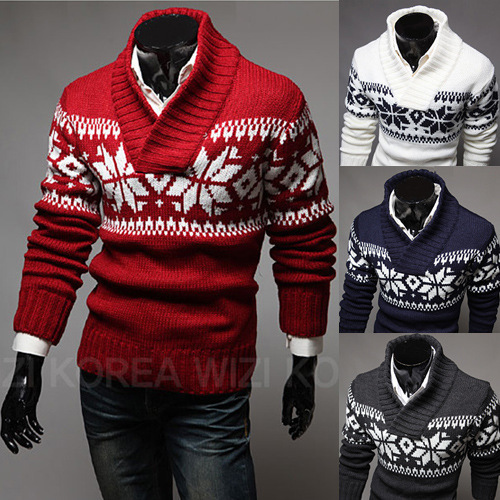 Snowflake Digital Print Sweater for Men 1