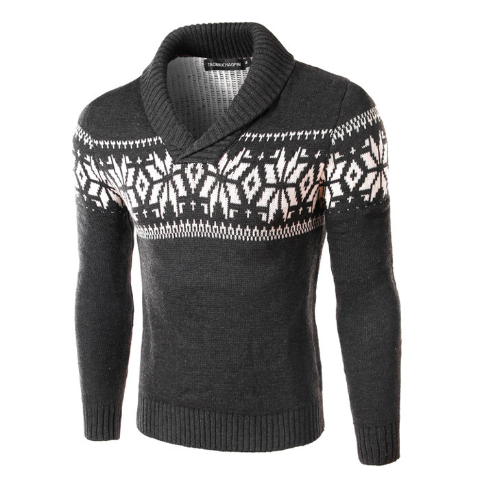 Snowflake Digital Print Sweater for Men 4