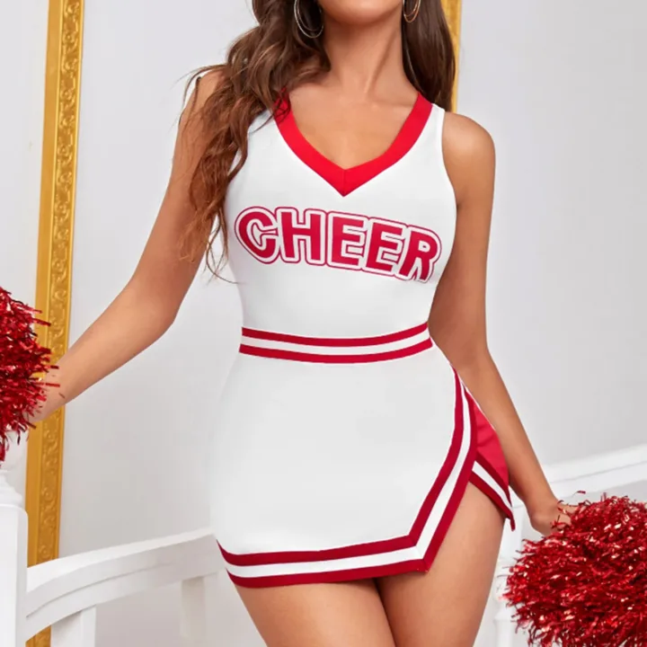 V-Neck Cheerleader Outfit with Hand Flowers 1