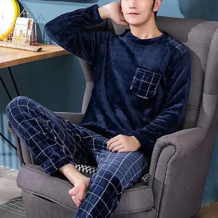 Adult Loose fit Long Sleeve Flannel Pajama Set 1