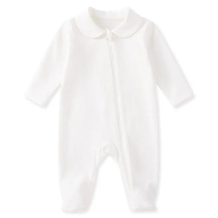 Adorable Cotton Footed Baby PJs with Peter Pan Collar 1